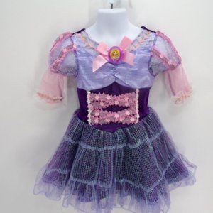 "DISNEY" TANGLED METALLIC PURPLE DRESSUP HALLOWEEN COSTUME DRESS GOWN XS: 3T-4T